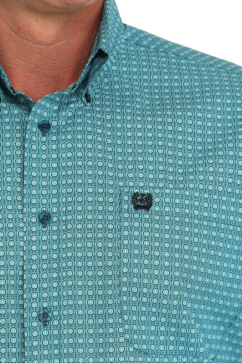 Cinch Turquoise Medallion Print Button-Down Western Shirt