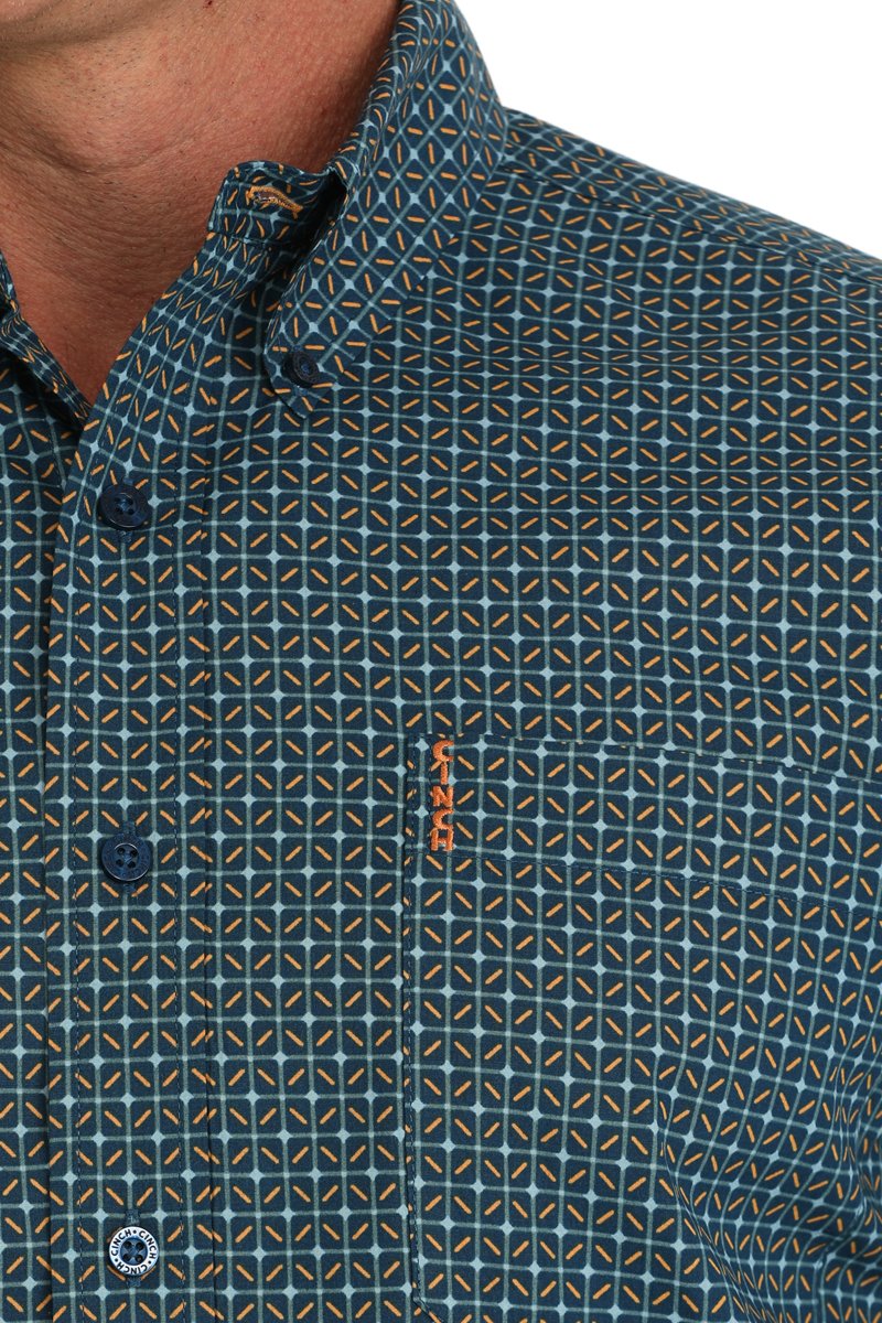 Cinch Modern Fit Blue Geometric Print Button-Down Western Shirt