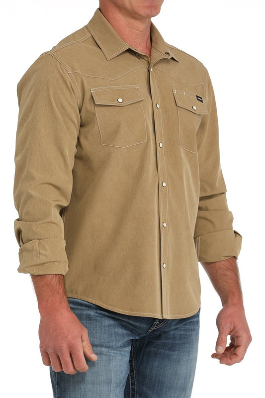 Cinch Men's Arenaflex Brown Western Camp Shirt