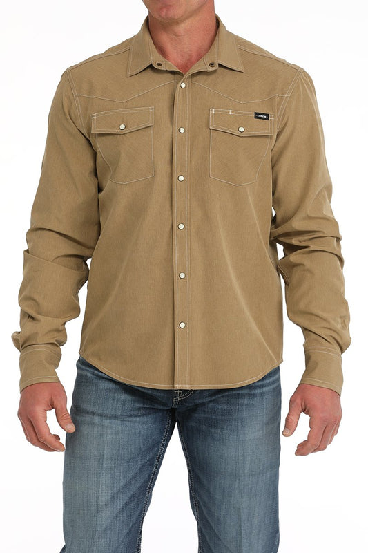 Cinch Men's Arenaflex Brown Western Camp Shirt
