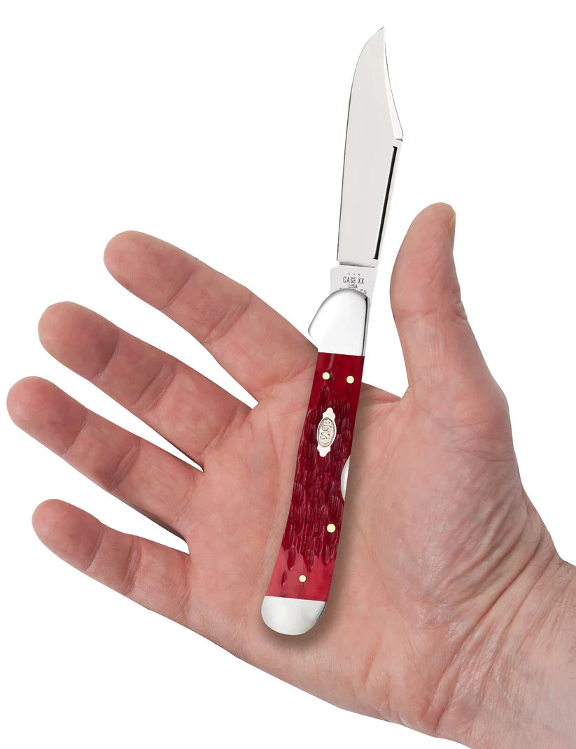 Case Peach Seed Jig Dark Red Bone Carbon Steel CopperLock