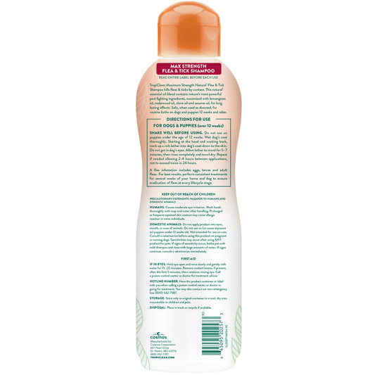 TropiClean Flea & Tick Maximum Strength Shampoo for Dogs