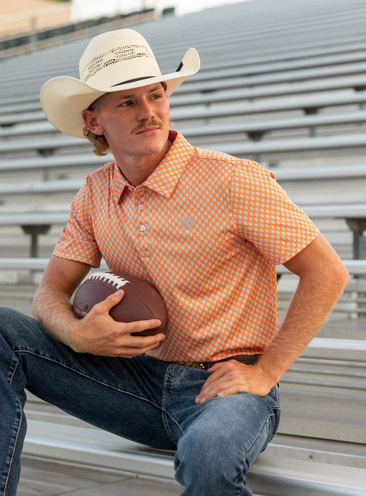 Rock & Roll Men's Orange Geo Polo
