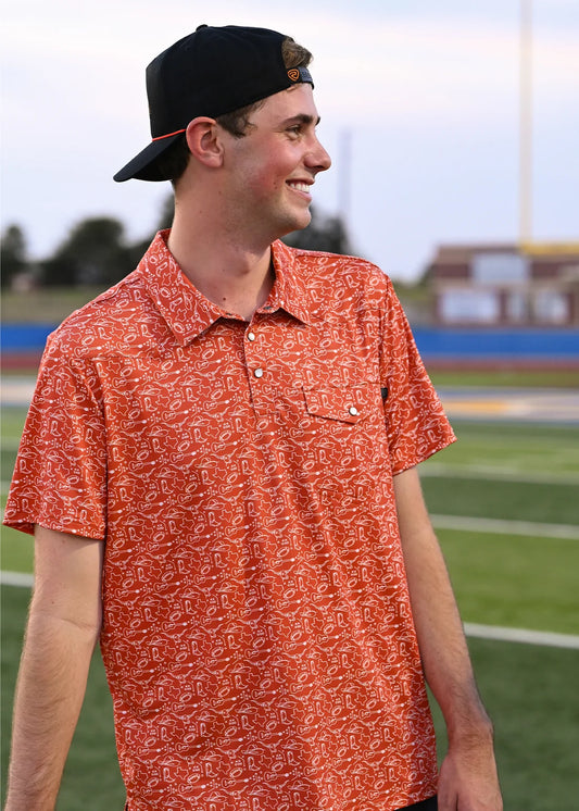 Rock & Roll Orange Gameday Print Polo