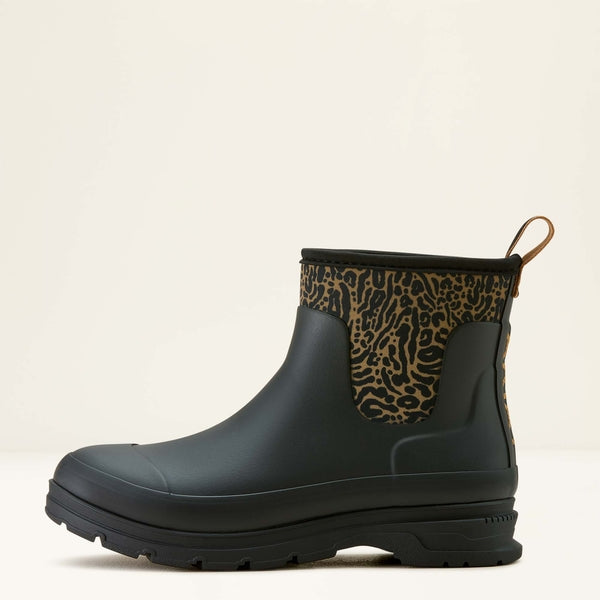 Ariat Kelmarsh Shortie Rubber Boot in Black & Ocelot Print