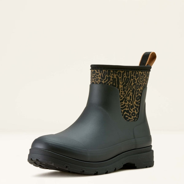 Ariat Kelmarsh Shortie Rubber Boot in Black & Ocelot Print