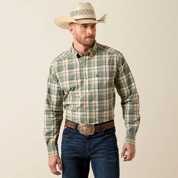 Ariat Pro Series Sebastain Classic Fit Shirt in Bronze Green Plaid