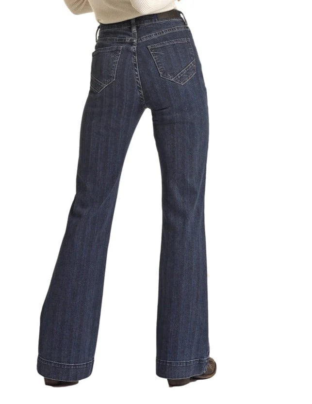 Rock & Roll Ladies' Stripe High Rise Trouser Jean