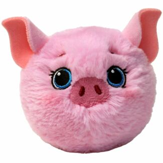Pink plush pig ball toy, on a white background