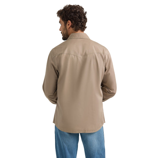 Wrangler Retro Premium Modern Fit Long Sleeve Shirt in Taupe
