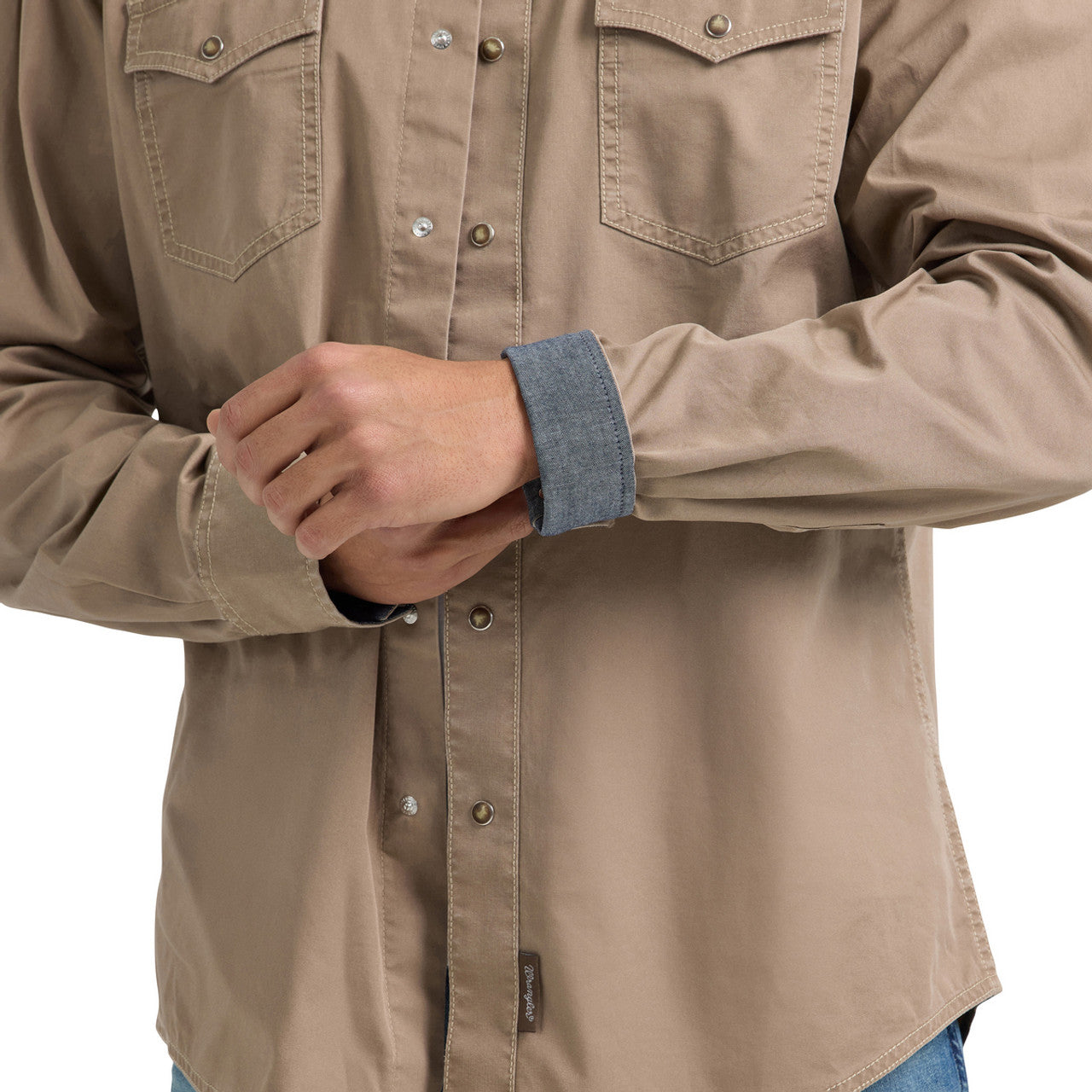 Wrangler Retro Premium Modern Fit Long Sleeve Shirt in Taupe
