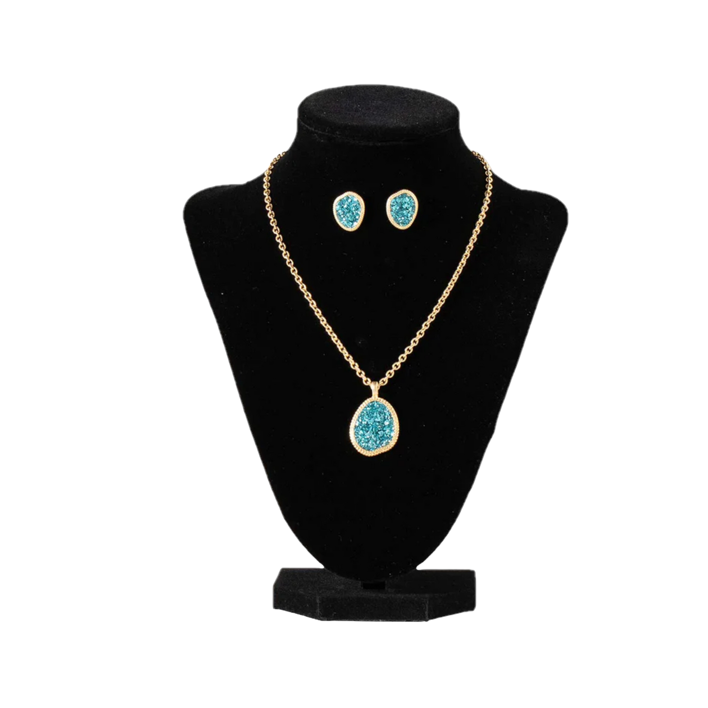 Blazin Roxx Gold and Turquoise Earring and Necklace Set