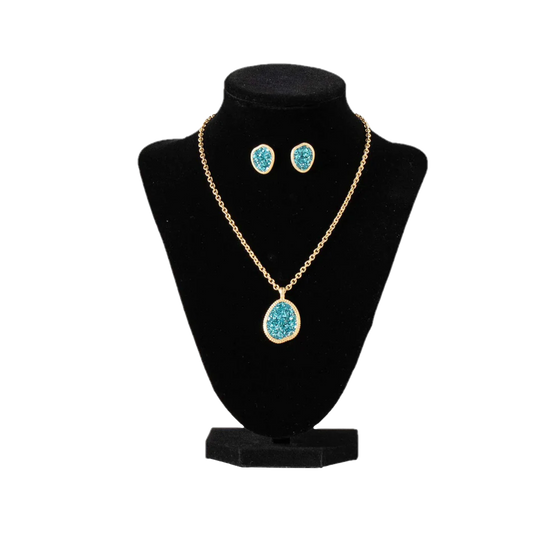 Blazin Roxx Gold and Turquoise Earring and Necklace Set