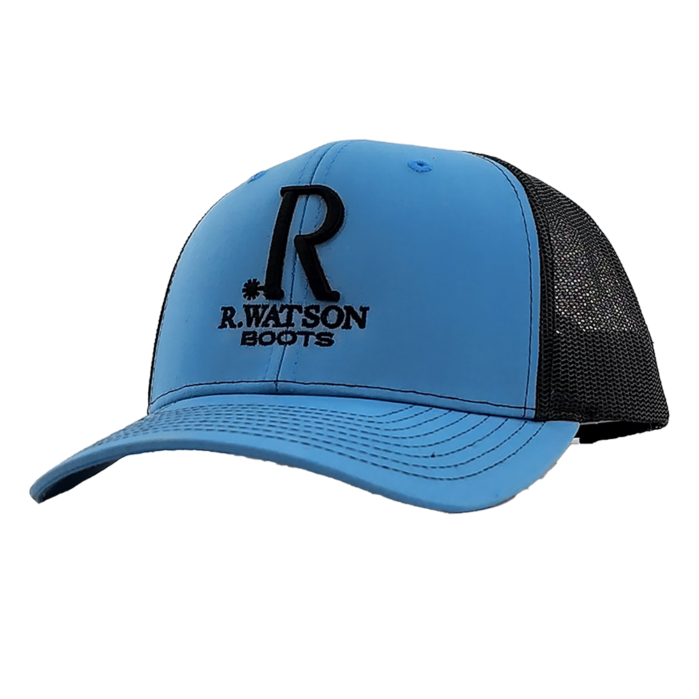 R. Watson Mesh Trucker Cap in Blue/ Black
