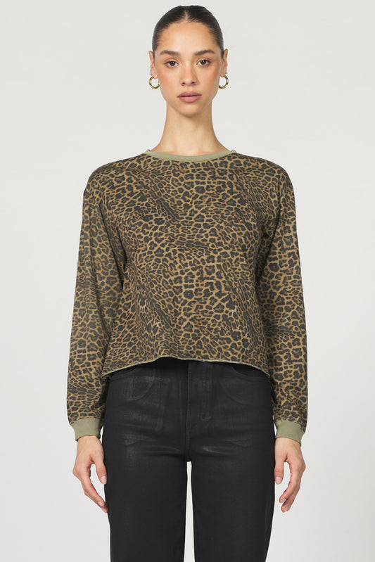 Dear John Fremont Top in Vetiver Leopard