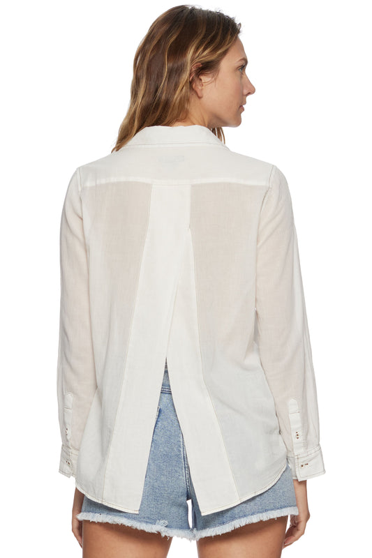 Flag & Anthem Marne Split Back Woven Shirt in White