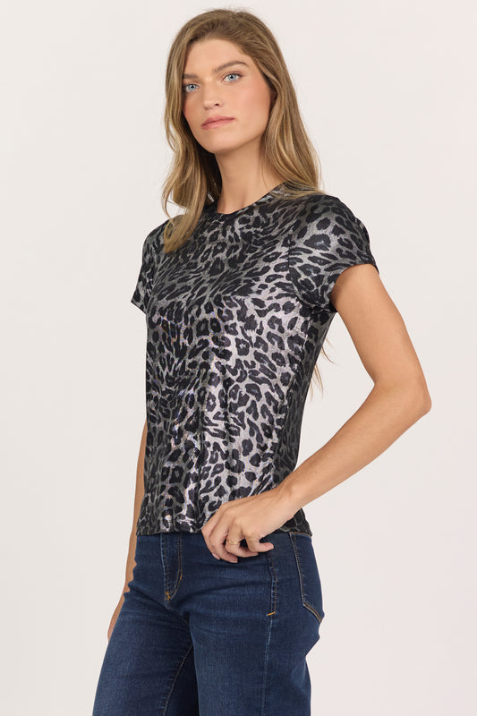 Dear John Asher Tee in Foiled Leopard Print
