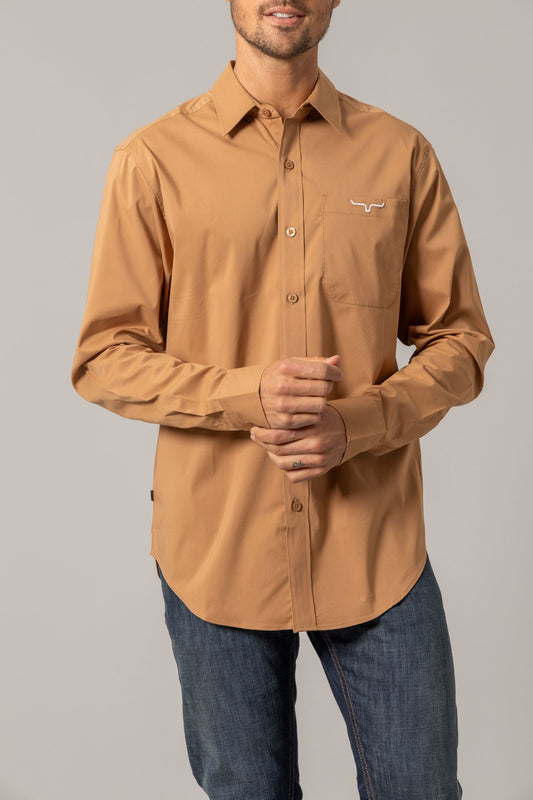Kimes Ranch KR Team Dress Shirt in Brown