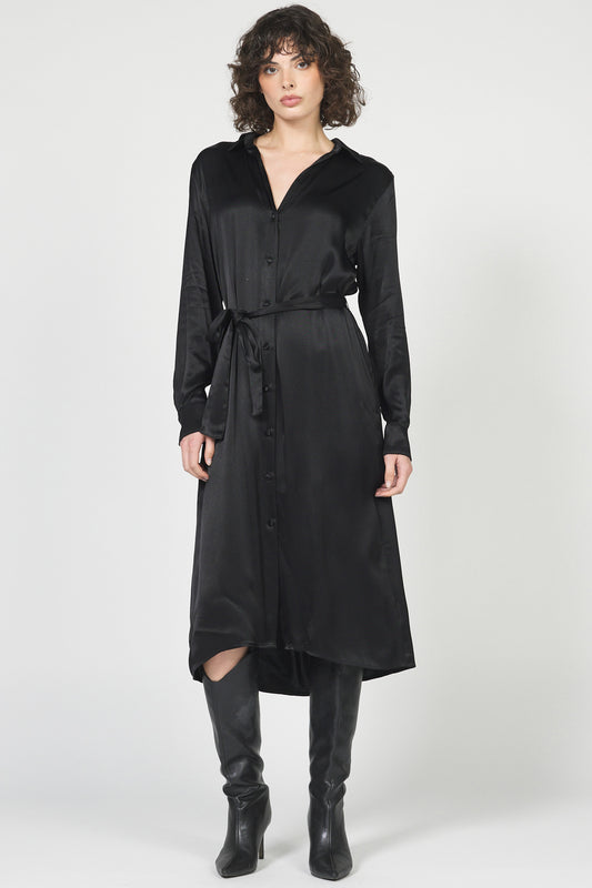 Dear John Galina Satin Dress in Black