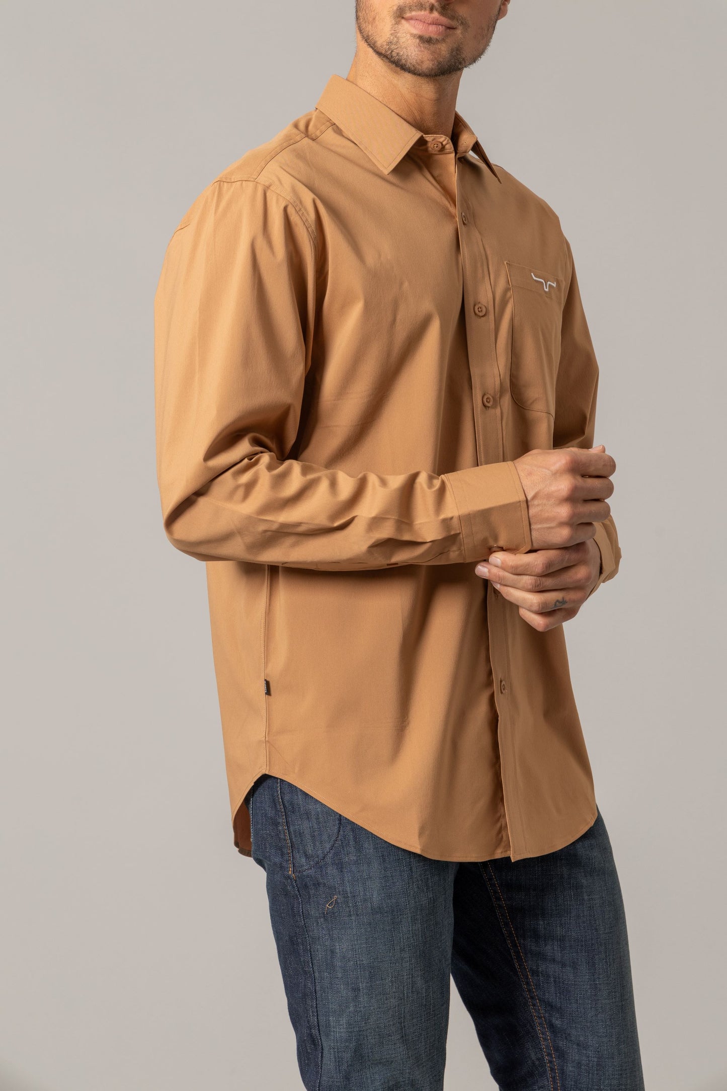 Kimes Ranch KR Team Dress Shirt in Brown