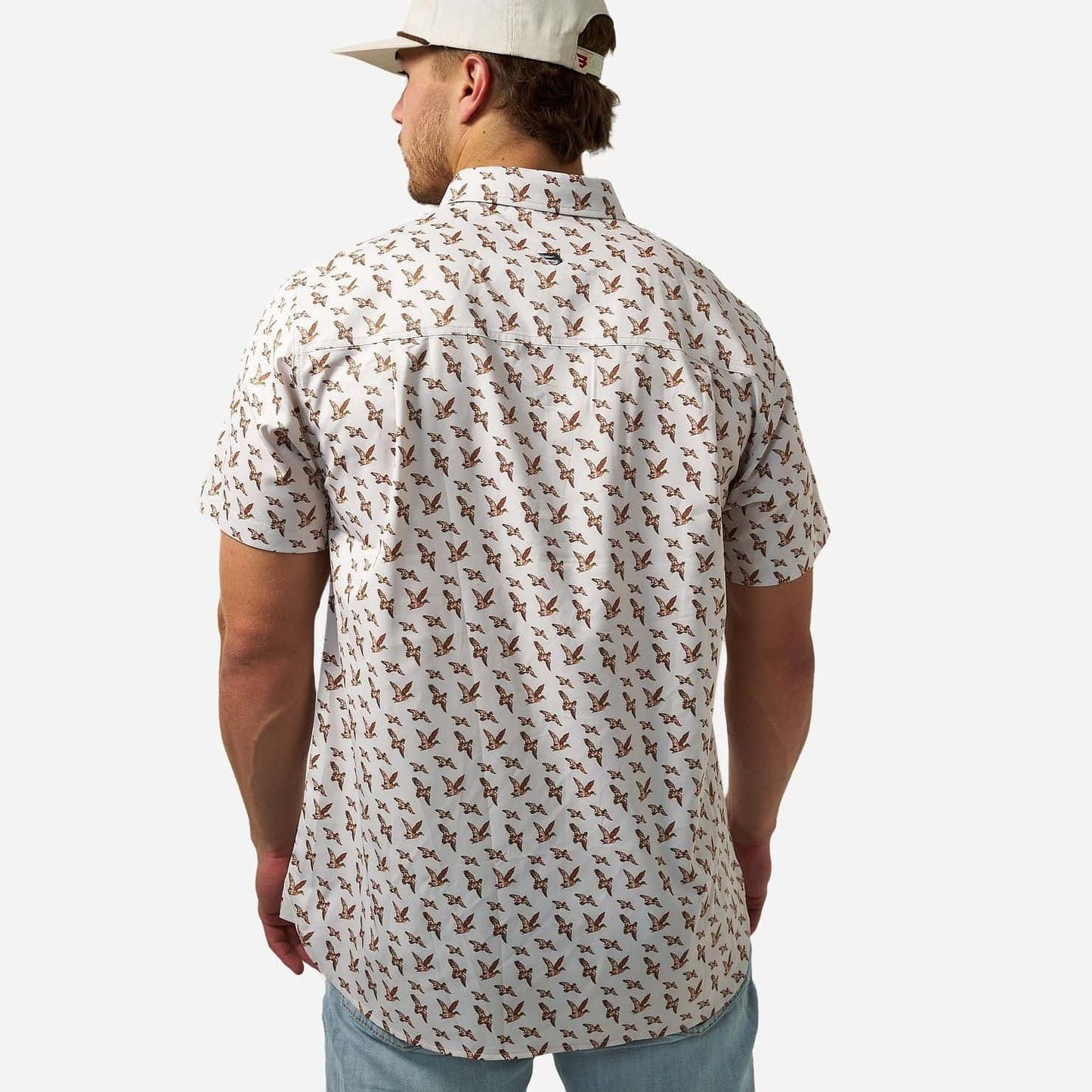 Burlebo Performance Button Up in Mallards Flying In