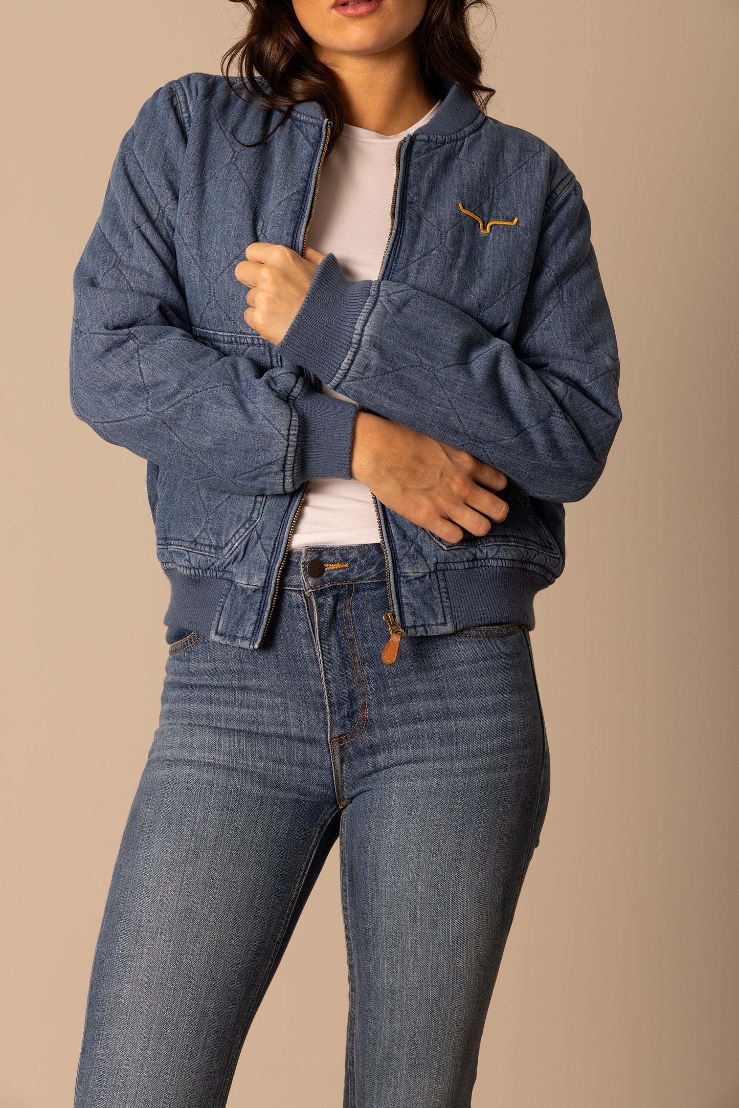 Kimes Ranch Marino Bomber Jacket in Light Wash Indigo