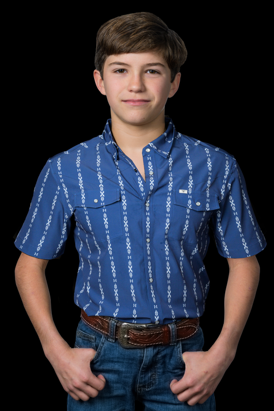 Ferrel Kids The Maverick Short Sleeve Snap in Blue