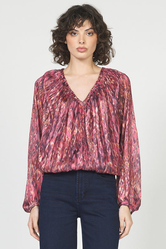 Dear John Piaf Top in Pomegranate Flame