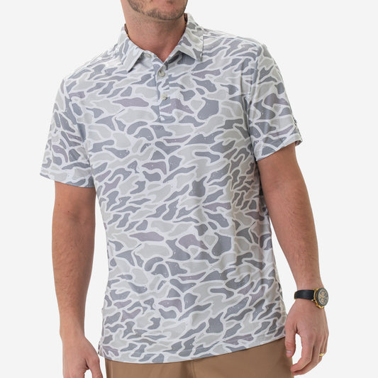 Burlebo Men's Performance White Camo Polo