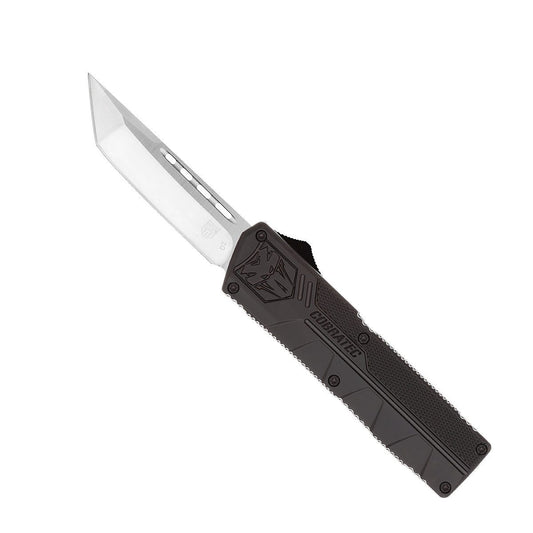 CobraTec Lightweight Black OTF Knife- Tanto Not Serrated