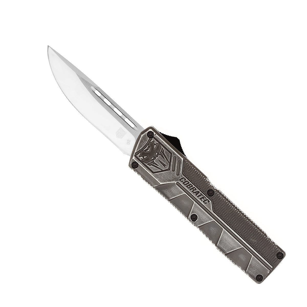 CobraTec Lightweight Stonewash OTF Knife - Tanto Not Serrated