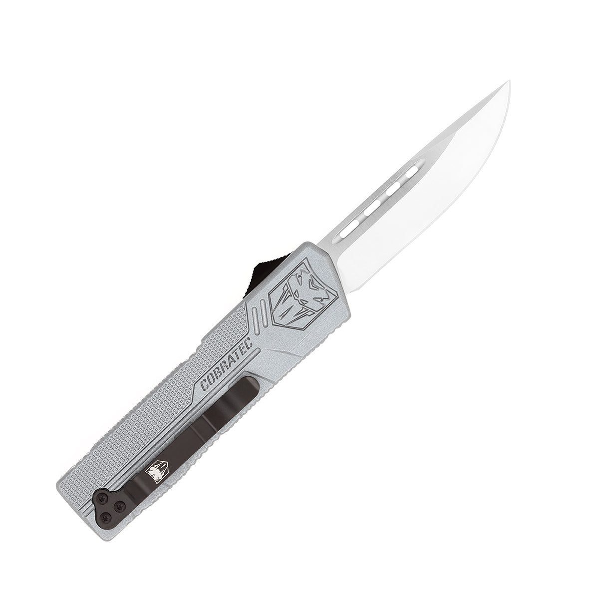 CobraTec Lightweight Grey OTF Knife - Drop Not Serrated