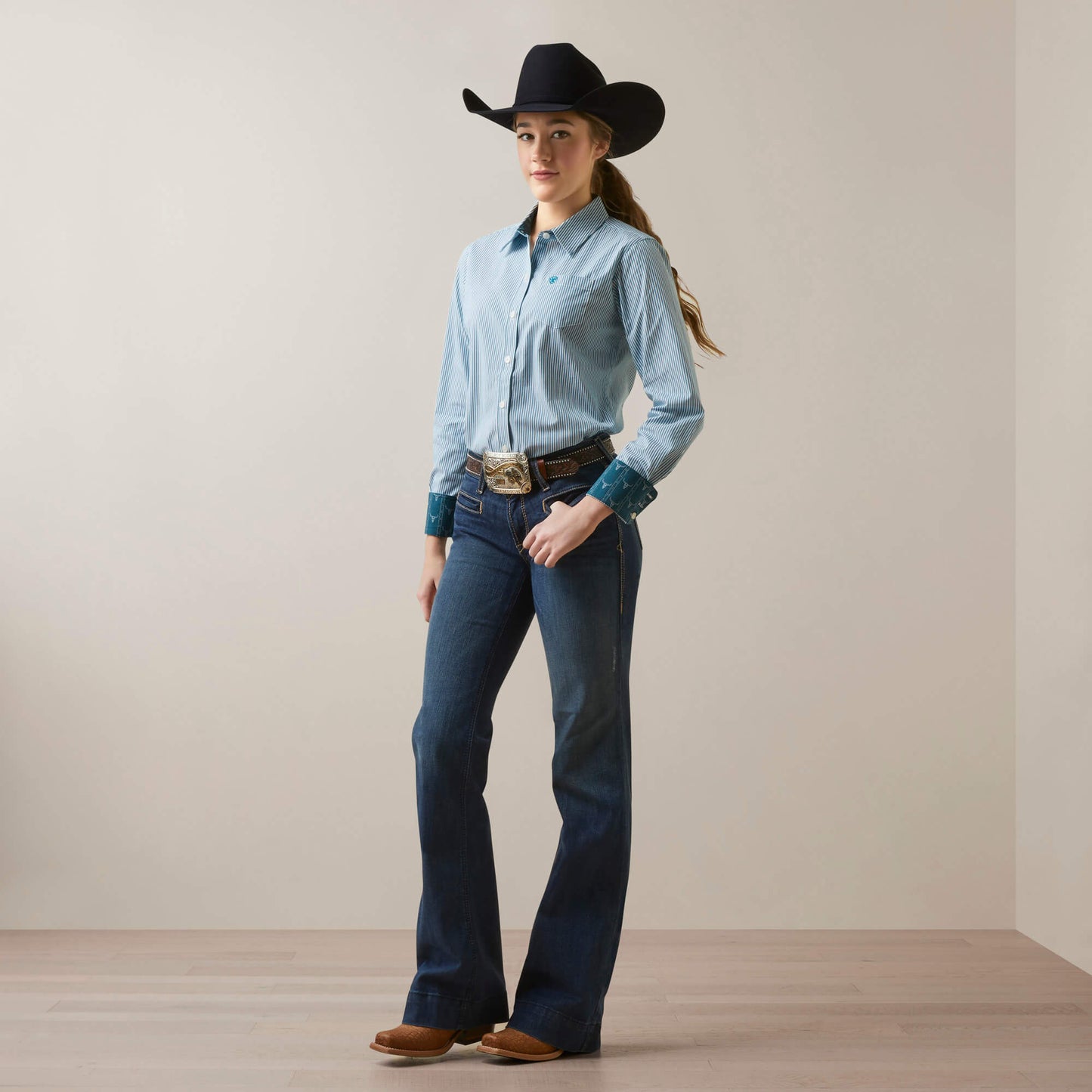 Ariat Kirby Stretch Crystal Teal Stripe Shirt
