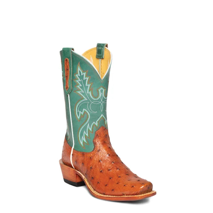 Fenoglio Cognac Full Quill Ostrich w/ Turquoise Eagle