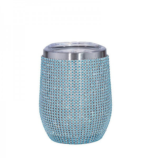Rhinestone Light Blue 120Z Wine Tumbler