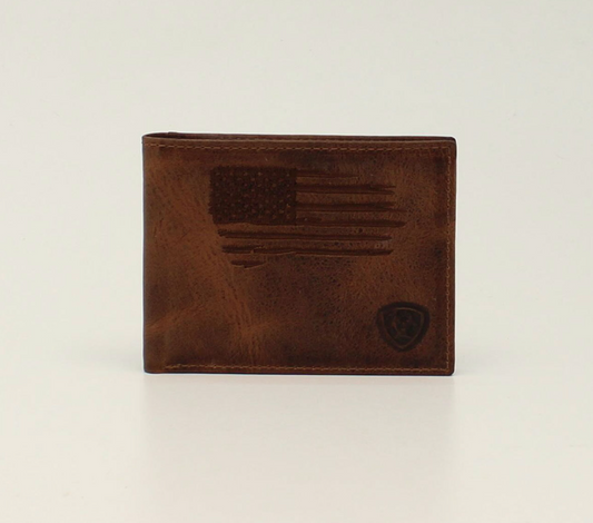 Ariat Distressed Stitch USA Flag Shield Logo Bifold