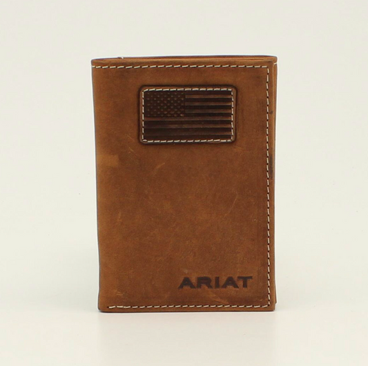 Ariat Mens Trifold Flag Patch Logo Wallet