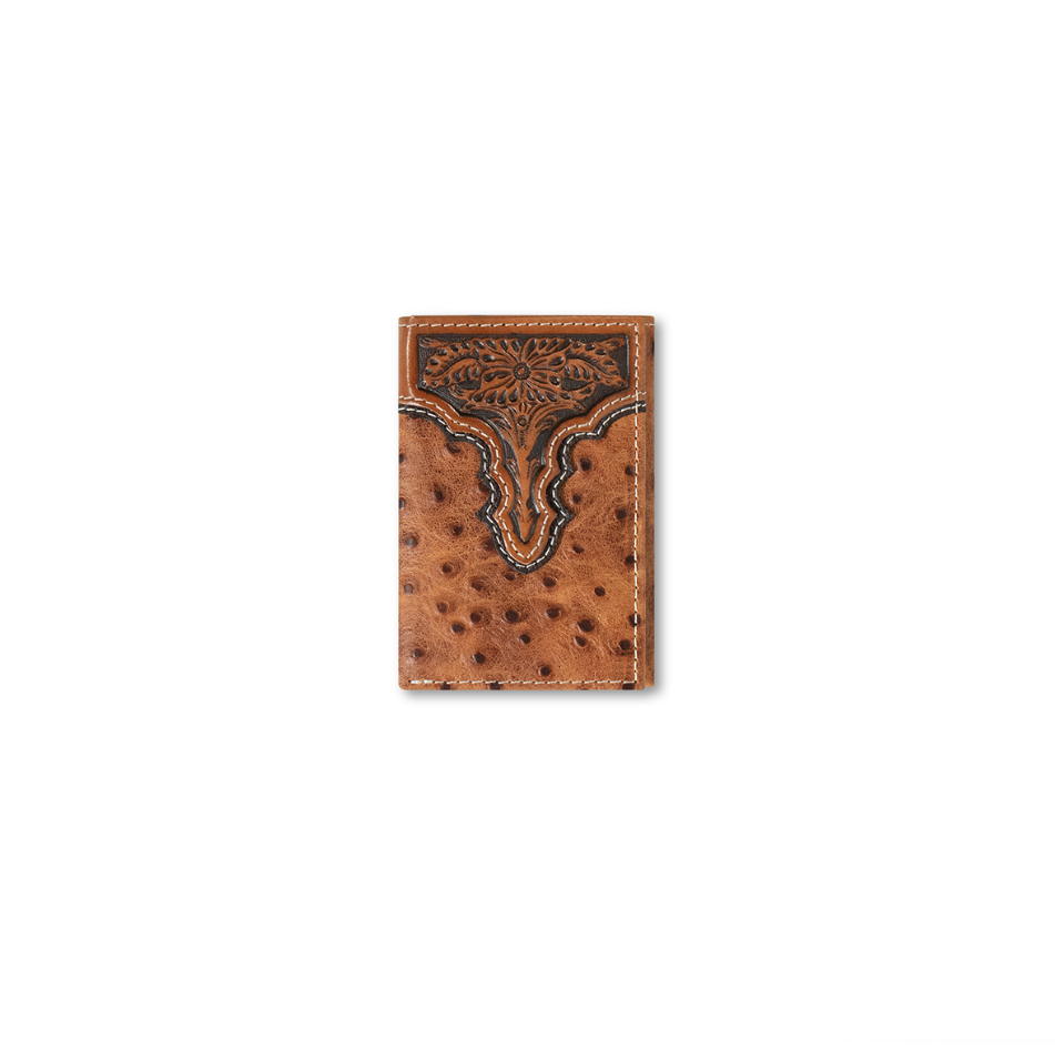 Ariat Trifold Ostrich Floral Wallet