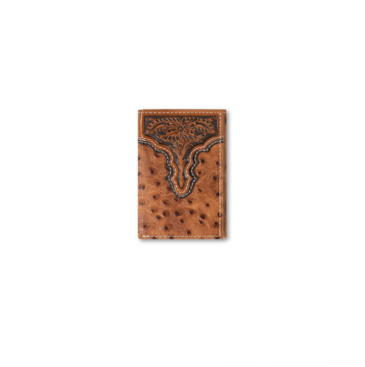 Ariat Trifold Ostrich Floral Wallet