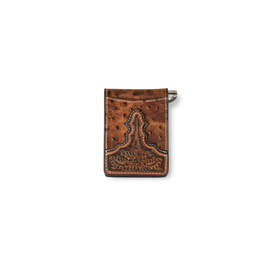 Ariat Bifold Ostrich Floral Wallet Money Clip