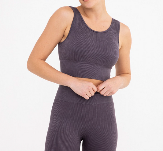 Ribbed Cut-Out Hybrid Sports Bra Arcane S