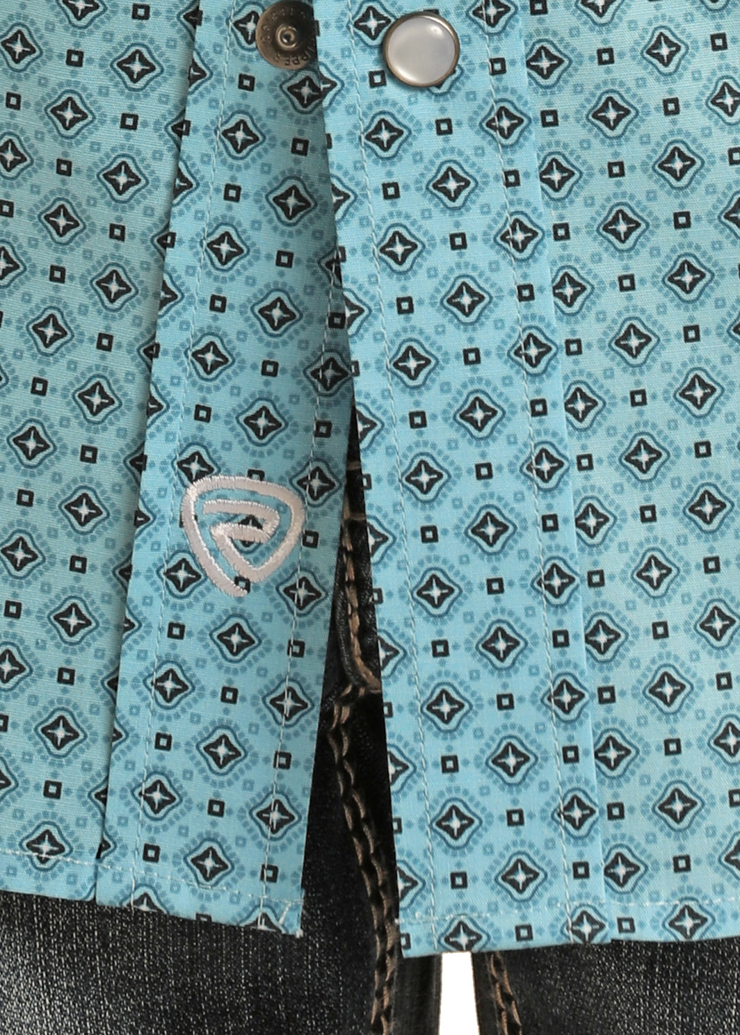 Rock and Roll Boy's Turquoise Geometric Snap Shirt