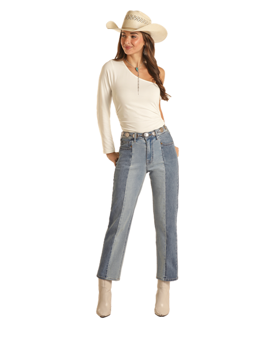 Rock and Roll 2 Tone Crop Jean