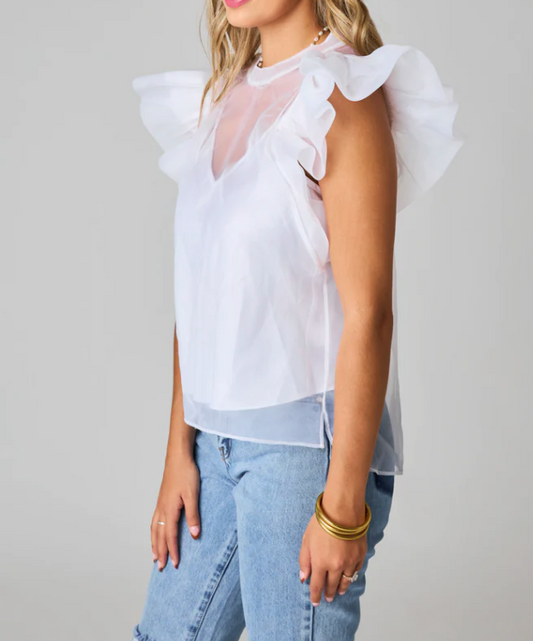 Buddy Love Kaycee Organza Ruffle Sleeve Top