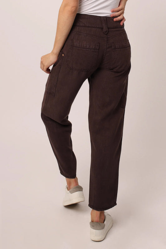 Dear John Lani High Rise Cropped Cargo Pants in Dark Oak