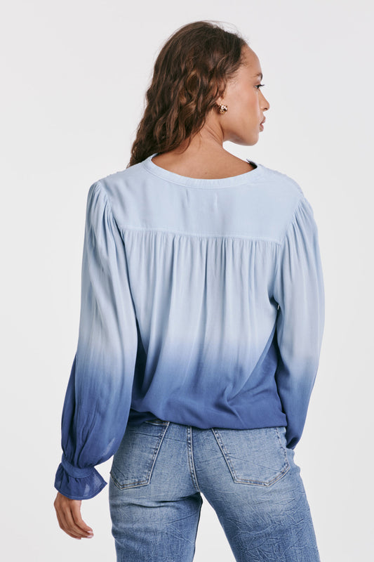 Dear John Peony V-Neck External Blue Ombre Top