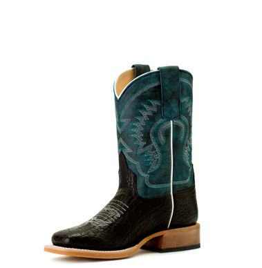 Horse Power Boy's Black Bull Hide Boot