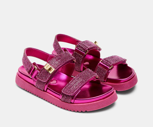 Steve Madden Kid's Mona Pink Rhinestones Sandal