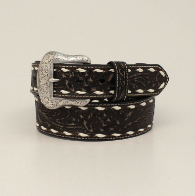 Nocona Mens Floral Embossed Distressed Belt