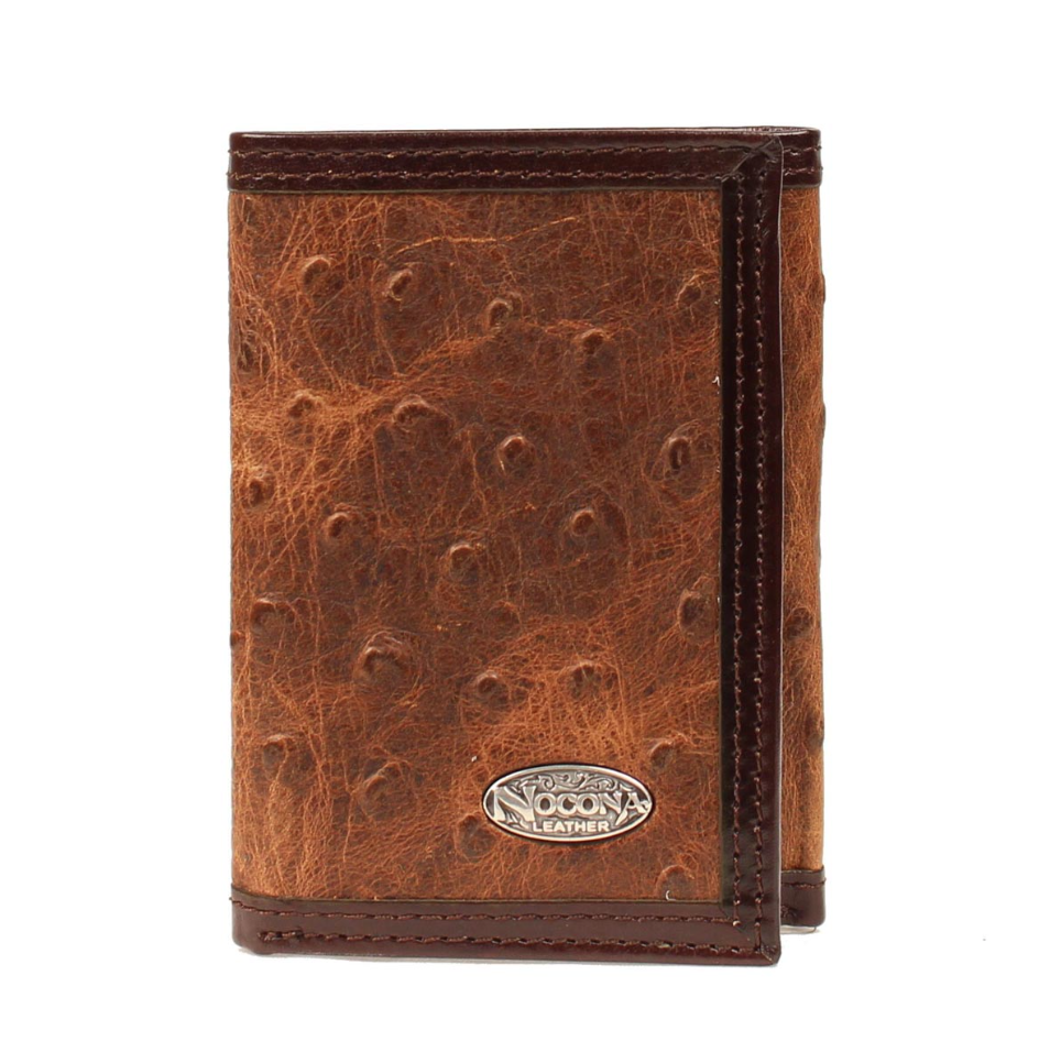 Nocona Brown Vintage Ostrich Trifold Wallet